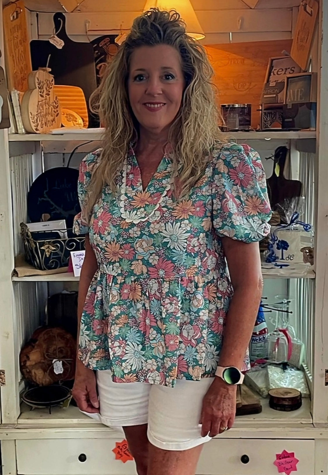 Floral Print V Neck Blouse