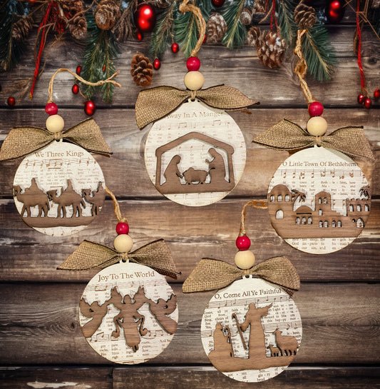 Set of 5 Classic Christmas Song Ornaments
