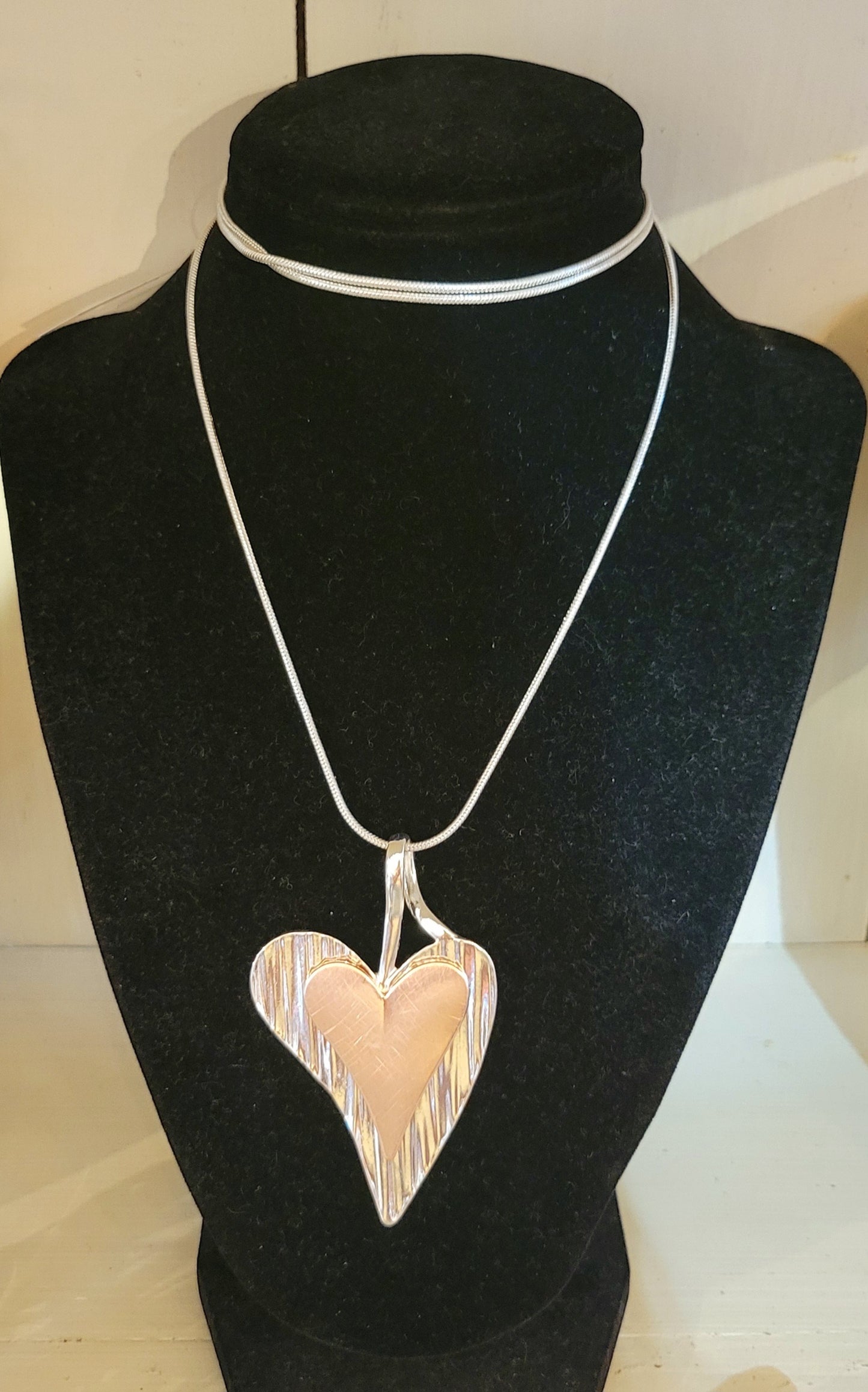 Silver & Rose Gold Heart Necklace