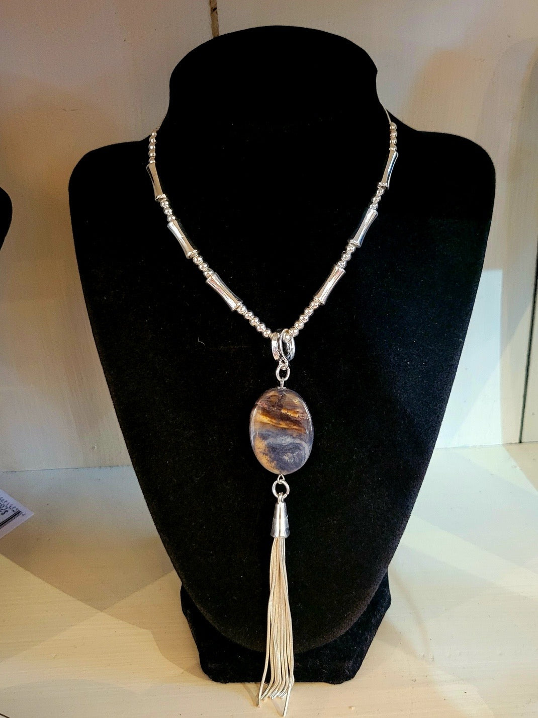 Silver Necklace with Stone